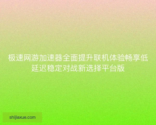 极速网游加速器全面提升联机体验畅享低延迟稳定对战新选择平台版